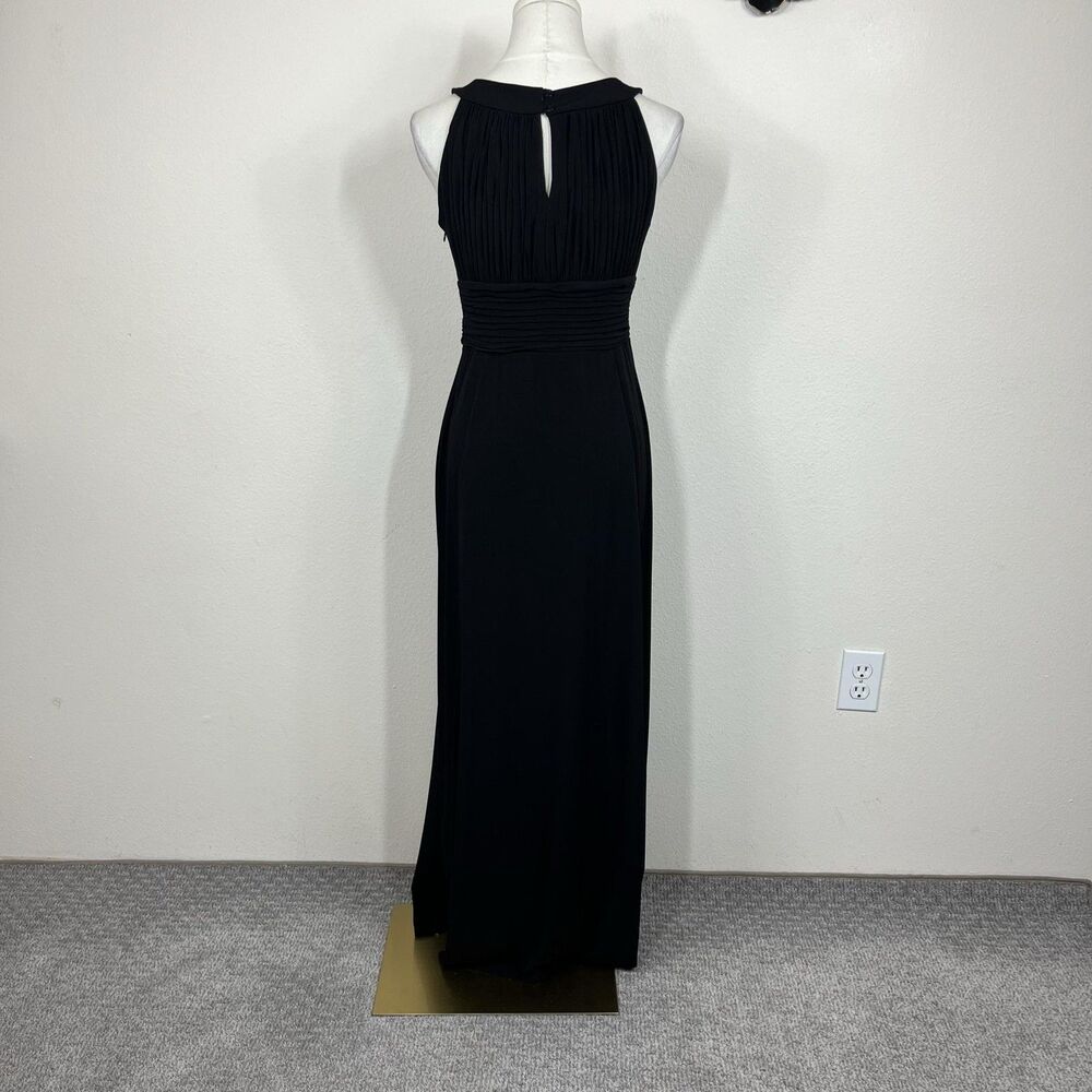 Sangria Midi Dress Womens 6 Black Halter Keyhole Pleated Gown Party Cocktail - Picture 3 of 10